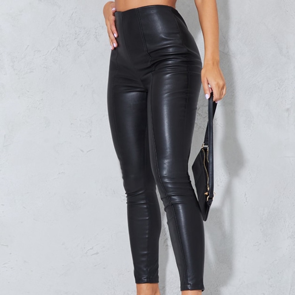 Black Faux Leather Stretch Leggings